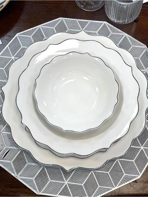 Karmen 24 Prç.silver Gümüş Porselen Yemek Tabak