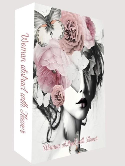 176 Woman Abstract Wıth Flower Dekoratif Kitap Kutusu