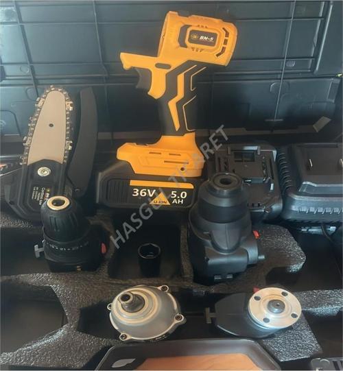 36V Lityum Pilli Akülü Şarjlı Darbeli Tork Vidakama Delme Kesme Spral 5 li set BN5 Yasn40