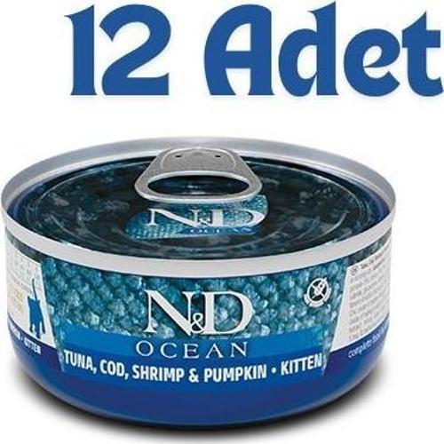Ocean Balkabaklı Balıklı Karidesli Yavru Kedi Konservesi 70 Gr (12 Adet)