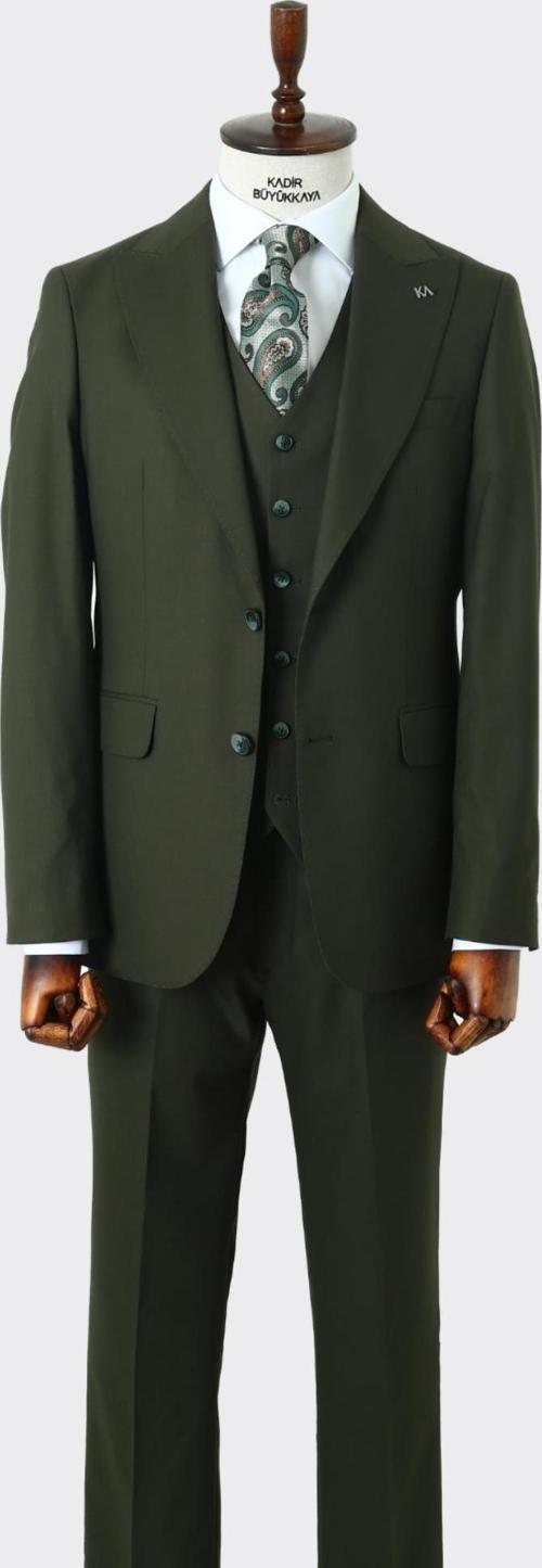 Klasik Yelekli Erkek Takım Elbise - Slim Fit Kesim-KAW1030S
