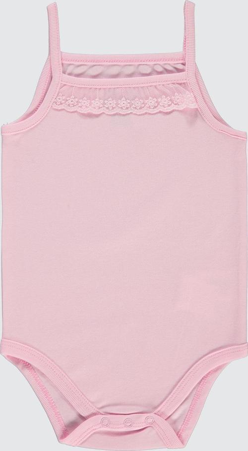 Kız Bebek Çıtçıtlı Badi 3-9 Ay Pembe
