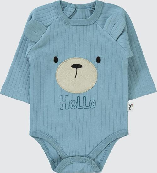Erkek Bebek Çıtçıtlı Badi 3-18 Ay Soft Mavi