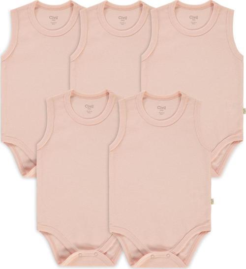 Bebek Organik 5'li Çıtçıtlı Badi 1-3 Yaş Pembe