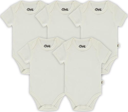 Bebek 5'li Çıtçıtlı Badi 3-9 Ay Beyaz