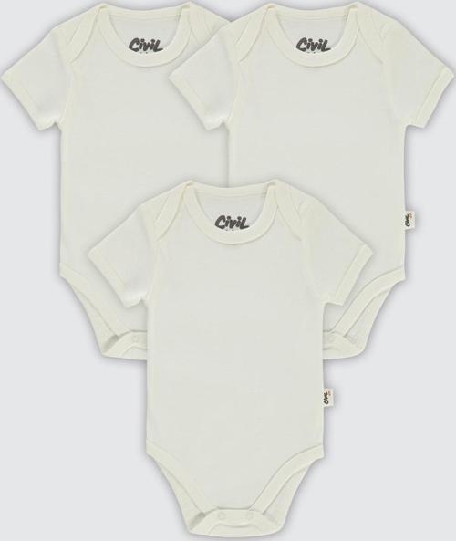 Bebek 3'lü Çıtçıtlı Badi 3-9 Ay Beyaz