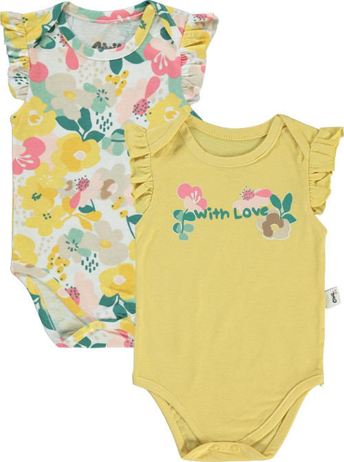 Kız Bebek Çıtçıtlı Badi 6-18 Ay Soft Hardal