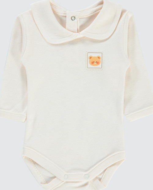 Ciivl Baby Kız Bebek Çıtçıtlı Badi 0-6 Ay Ekru