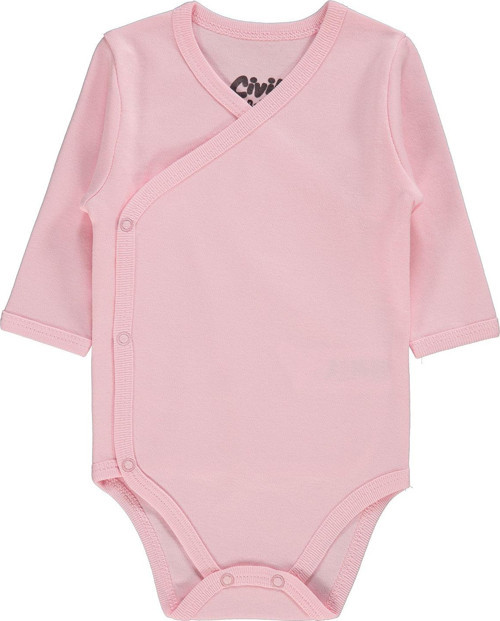 Bebek Kruvaze Yaka Çıtçıtlı Badi 1-6 Ay Pembe
