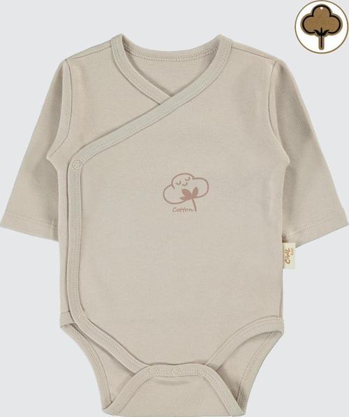 Bebek Organik Çıtçıtlı Badi 0-6 Ay Açık Bej