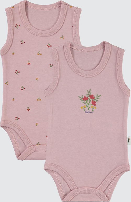 Kız Bebek 2'li Çıtçıtlı Badi 1-18 Ay Pudra