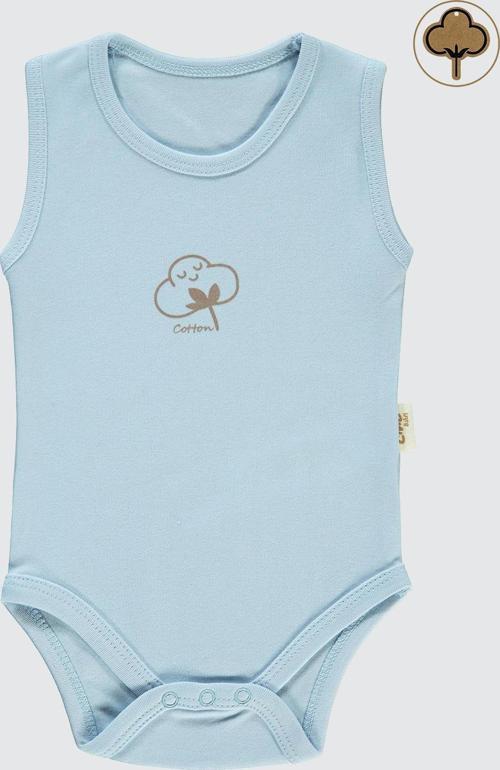 Bebek Organik Çıtçıtlı Badi 0-18 Ay Mavi
