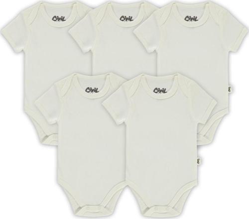 Bebek 5'li Çıtçıtlı Badi 3-9 Ay Beyaz