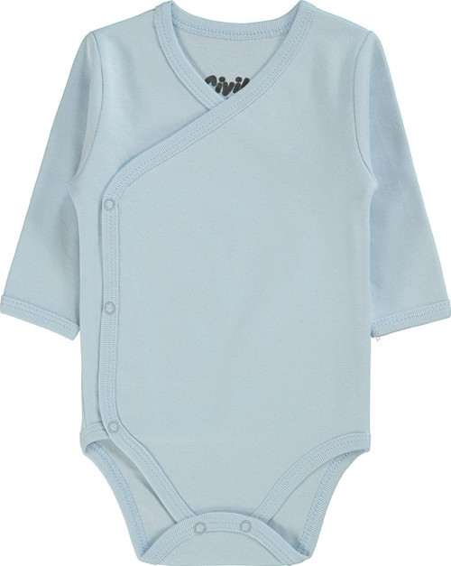 Bebek Kruvaze Yaka Çıtçıtlı Badi 1-6 Ay Mavi