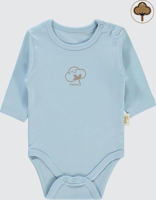 Bebek Organik Çıtçıtlı Badi 0-18 Ay Mavi