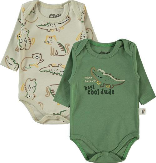 Erkek Bebek 2'li Çıtçıtlı Badi 3-18 Ay Yeşil