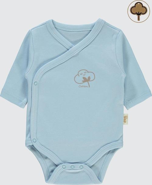 Bebek Organik Çıtçıtlı Badi 0-6 Ay Mavi