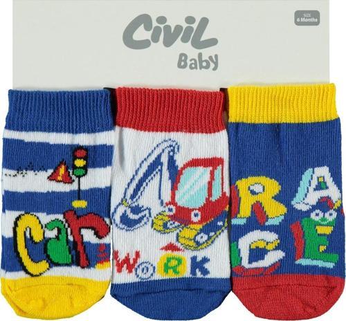 Erkek Bebek 3'lü Çorap Set 6-18 Ay Mavi
