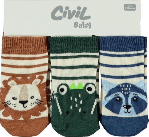 Erkek Bebek 3'lü Çorap Set 6-18 Ay Yeşil