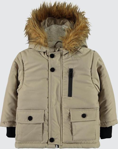 Erkek Bebek Kapüşonlu Mont 6-18 Ay Bej