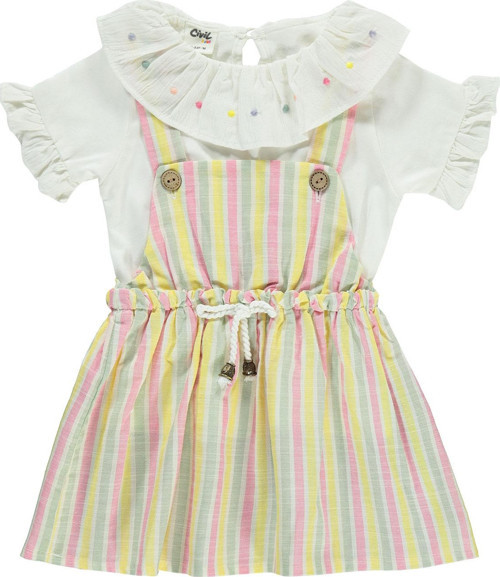 Kız Bebek Elbise 6-18 Ay Ekru