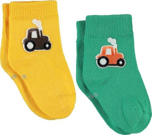 Erkek Bebek Aksesuarlı 2'li Çorap 6-18 Ay  Yeşil-Sarı