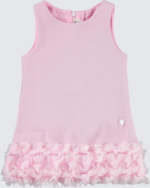 Kız Bebek Elbise 6-18 Ay Pudra Pembe