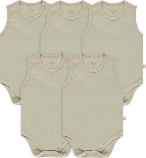 Bebek Organik 5'li Çıtçıtlı Badi 1-3 Yaş Açık Bej