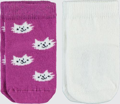 Kız Bebek Kaydırmaz Çorap Set 6-18 Ay Beyaz-Mor