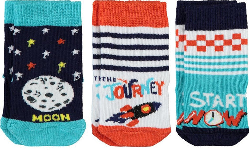 Erkek Bebek 3'lü Çorap Set 6-18 Ay Beyaz