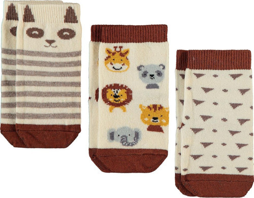 Erkek Bebek 3'lü Çorap Set 6-18 Ay Kahverengi