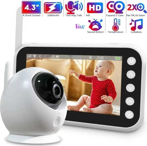 4.3 İnç Wifi Bebek Monitörü, 8 Ir Gece Görüş Ledli Güvenlik Ve Bebek İzleme Kamerası 2 Yönlü Ses