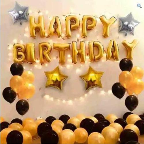 Metalik Gold Ve Siyah Konsept Doğum Günü Balon Seti Parti Süsleme