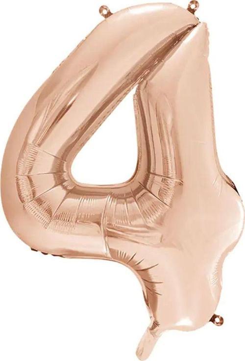 1 Adet 34 İnç 85 Cm Rose Gold Folyo Balon Helyum Balon 4 Yaş Balonu 4 Rakam Balon