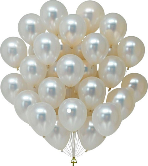 20 Adet 12 İnç 30 Cm Metalik Beyaz Balon Doğum Günü Süsleme