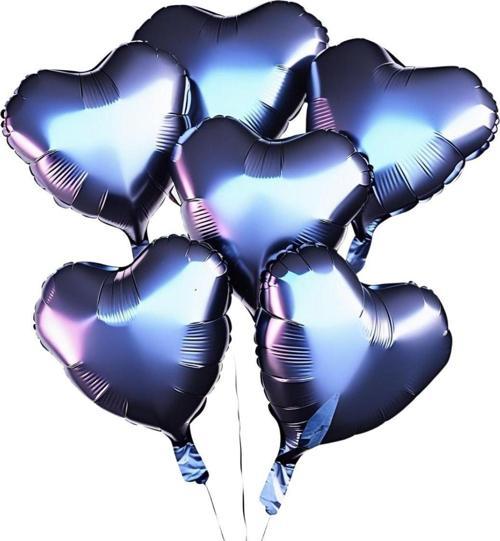 5 Adet 18 İnç 45 Cm Kalp Folyo Balon Lacivert