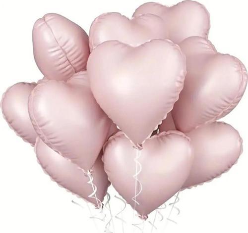 5 Adet 18 İnç 45 Cm Retro Kalp Folyo Balon Soft Pembe