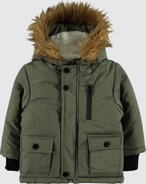 Erkek Bebek Kapüşonlu Mont 6-18 Ay Haki