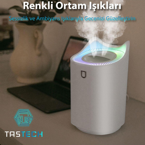 3L Ultrasonik Oda Hava Nemlendirici Çift Sprey Aromatherapy Ev Ofis Humudifier Rgb Işıklı