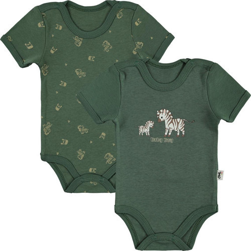 Erkek Bebek 2'li Çıtçıtlı Badi 1-18 Ay Soft Haki