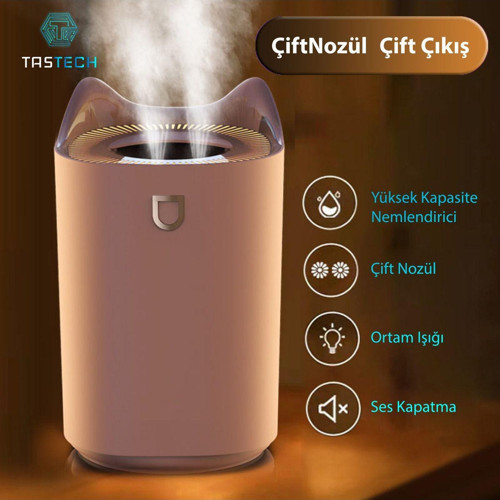 3L Ultrasonik Oda Hava Nemlendirici Çift Sprey Aromatherapy Ev Ofis Humudifier Rgb Işıklı
