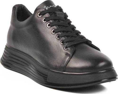152-21032 M Anatomik Taban Siyah-Siyah Hakiki Deri Erkek Sneaker