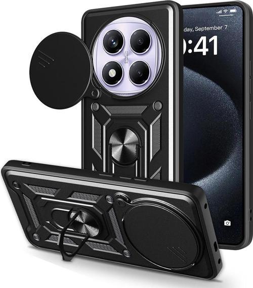 Xiaomi Redmi Note 14 Pro 4G Uyumlu Kamera Koruma Sürgülü Standlı Tank Kılıf