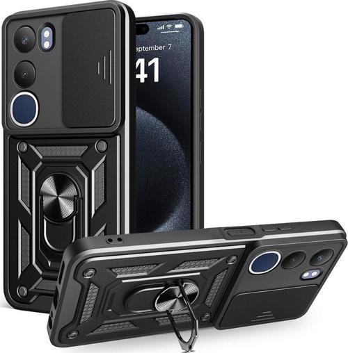 Vivo Y19s Uyumlu Kamera Koruma Sürgülü Standlı Tank Kılıf