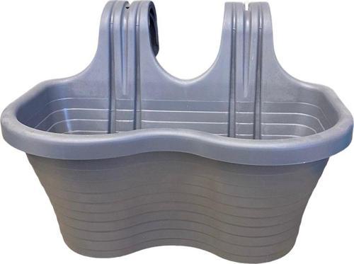Tombik Saksı Askılı Balkon Küpeşte Saksı 6,5 Lt Antrasit Gri