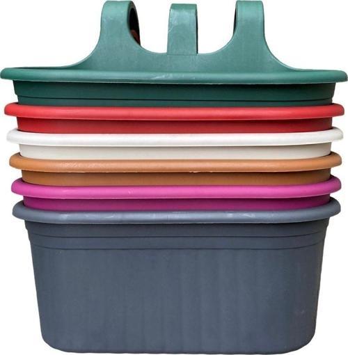 Tombik Saksı Askılı Balkon Saksısı 6,5 Litre ( 3 Adetkarma Renk Gönderilecektir)