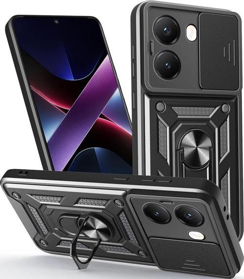 Xiaomi Poco X7 Pro Uyumlu Kamera Koruma Sürgülü Standlı Tank Kılıf