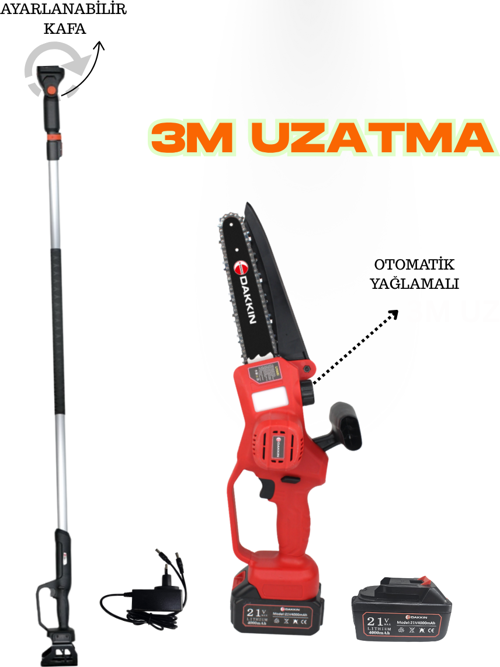Dakın-CSB023 Akülü Budama Testeresi 8 inch + 3metre Uzatma Aparatı