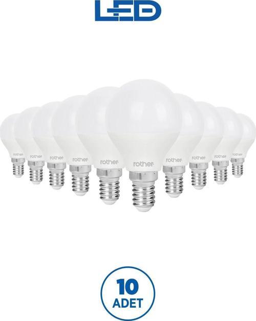 RTL09221-10 Rother G45 LED Ampul 6W E14 470 Lümen 3000K Sarı Işık Enerji Tasarruflu Ampul 10 Adet