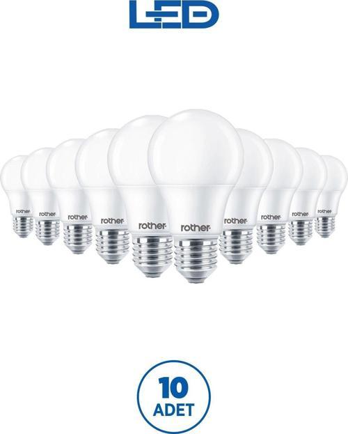 RTL01125-10 Rother A60 LED Ampul 15W E27 1520 Lümen 3000K Sarı Işık Enerji Tasarruflu Ampul 10 Adet